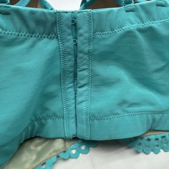 Lane Bryant Cacique Lightly Lined Multi-Way Strapless Crochet Teal Bra 42G Sexy - Picture 5 of 11